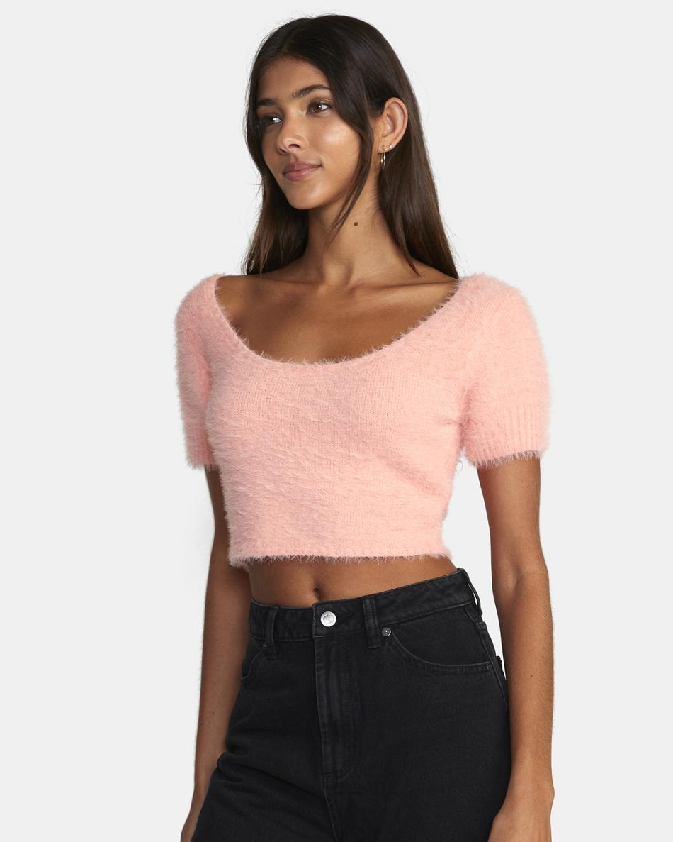 Suéteres Rvca Murray Cropped Mujer Coral | PCOQX48181