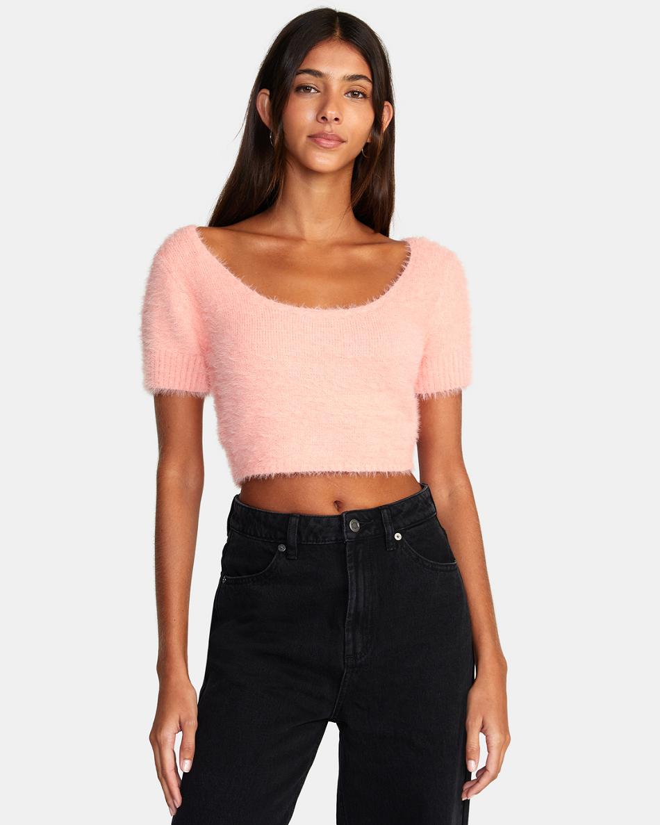 Suéteres Rvca Murray Cropped Mujer Coral | PCOQX48181