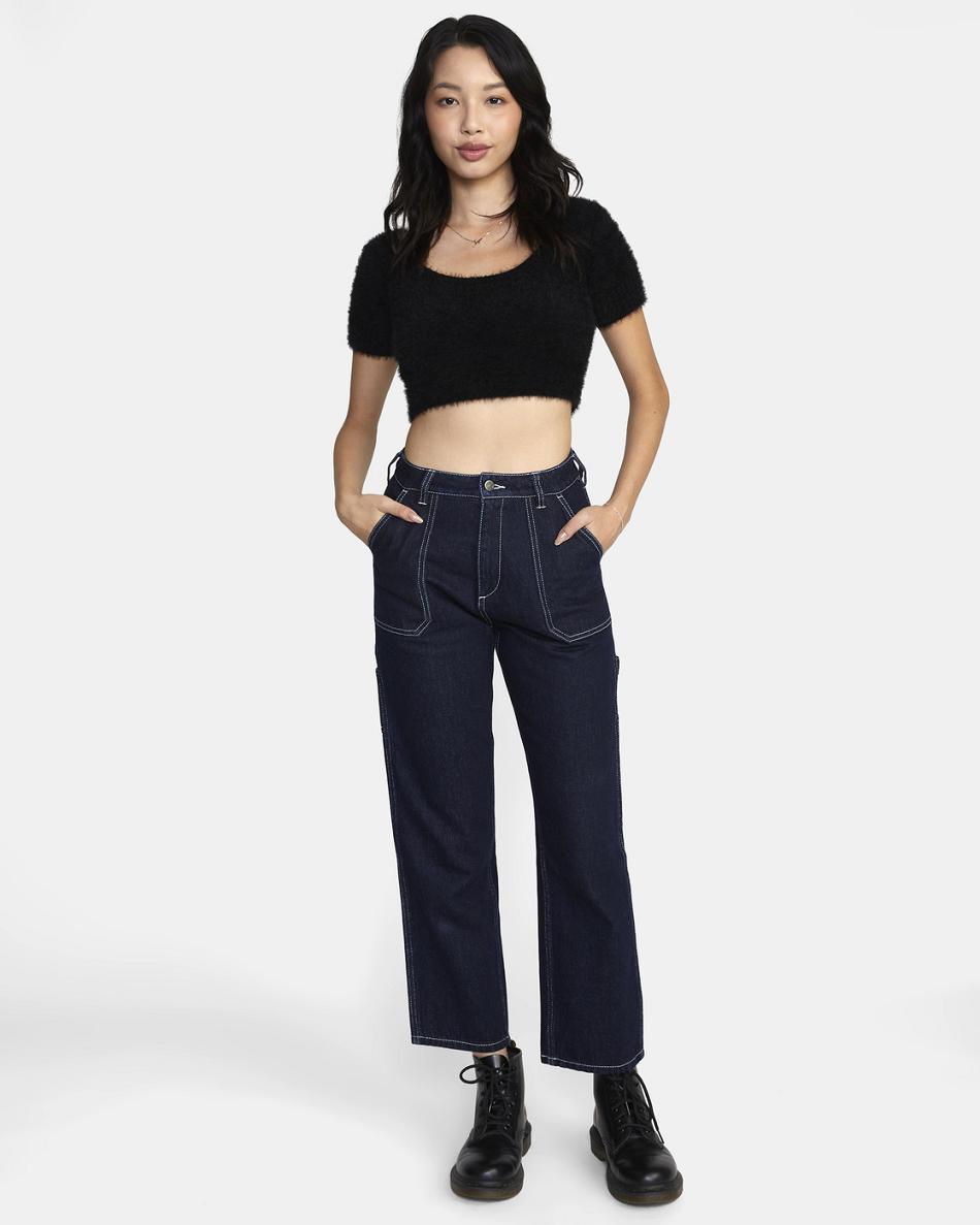 Suéteres Rvca Murray Cropped Mujer Negras | ACODF87051