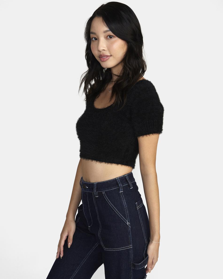 Suéteres Rvca Murray Cropped Mujer Negras | ACODF87051