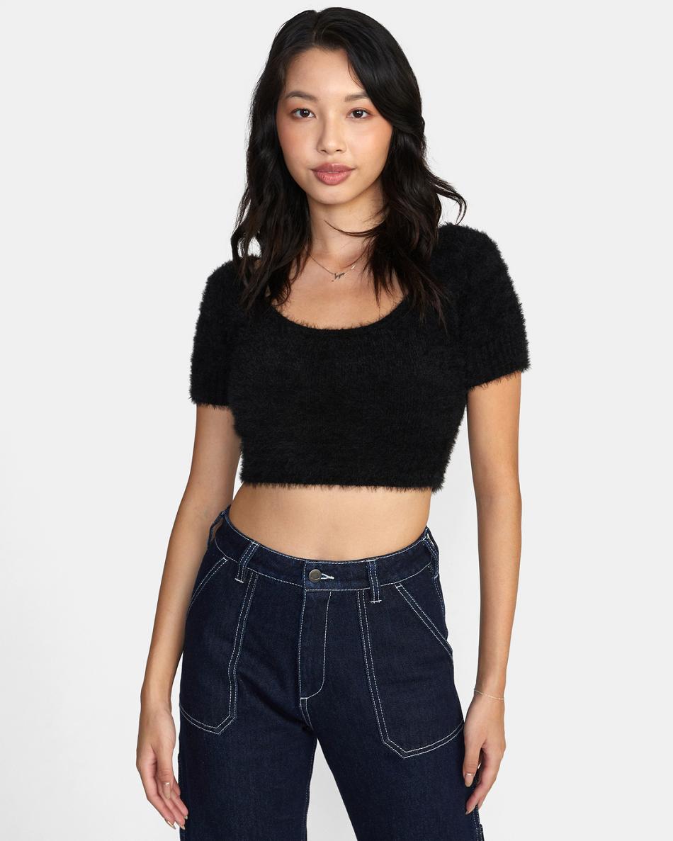 Suéteres Rvca Murray Cropped Mujer Negras | ACODF87051