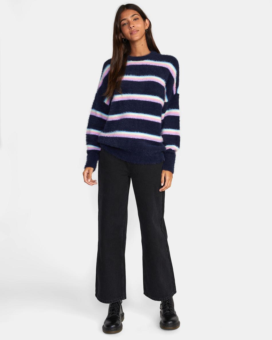 Suéteres Rvca Plunge Crewneck Mujer Midnight | CONZX59563