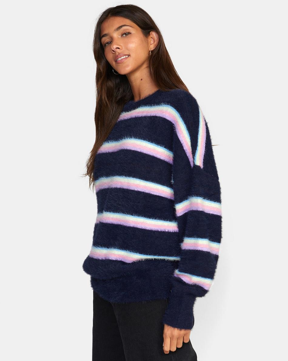 Suéteres Rvca Plunge Crewneck Mujer Midnight | CONZX59563