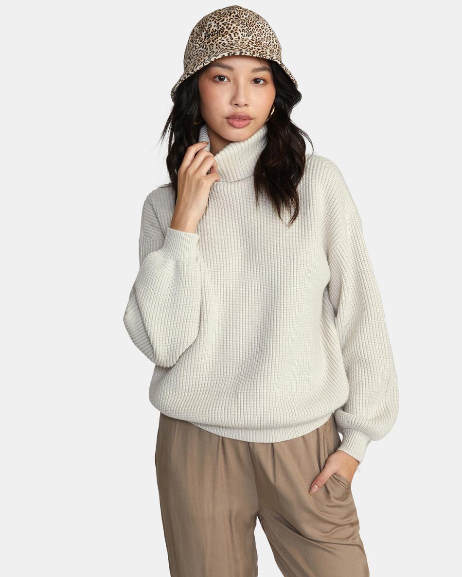 Suéteres Rvca Vineyard Turtleneck Mujer Oatmeal Heather | PCOQX25999