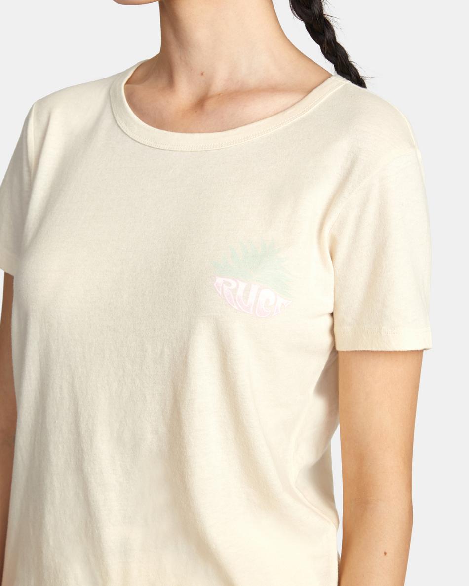 T shirts Rvca Agave Slim-Fit Estampadas Mujer Creme | COEGJ13237