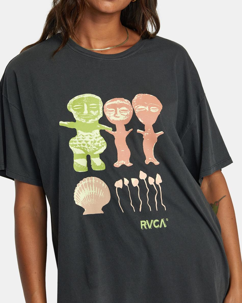 T shirts Rvca Artifacts Baggie Mujer Negras | ACODF86920