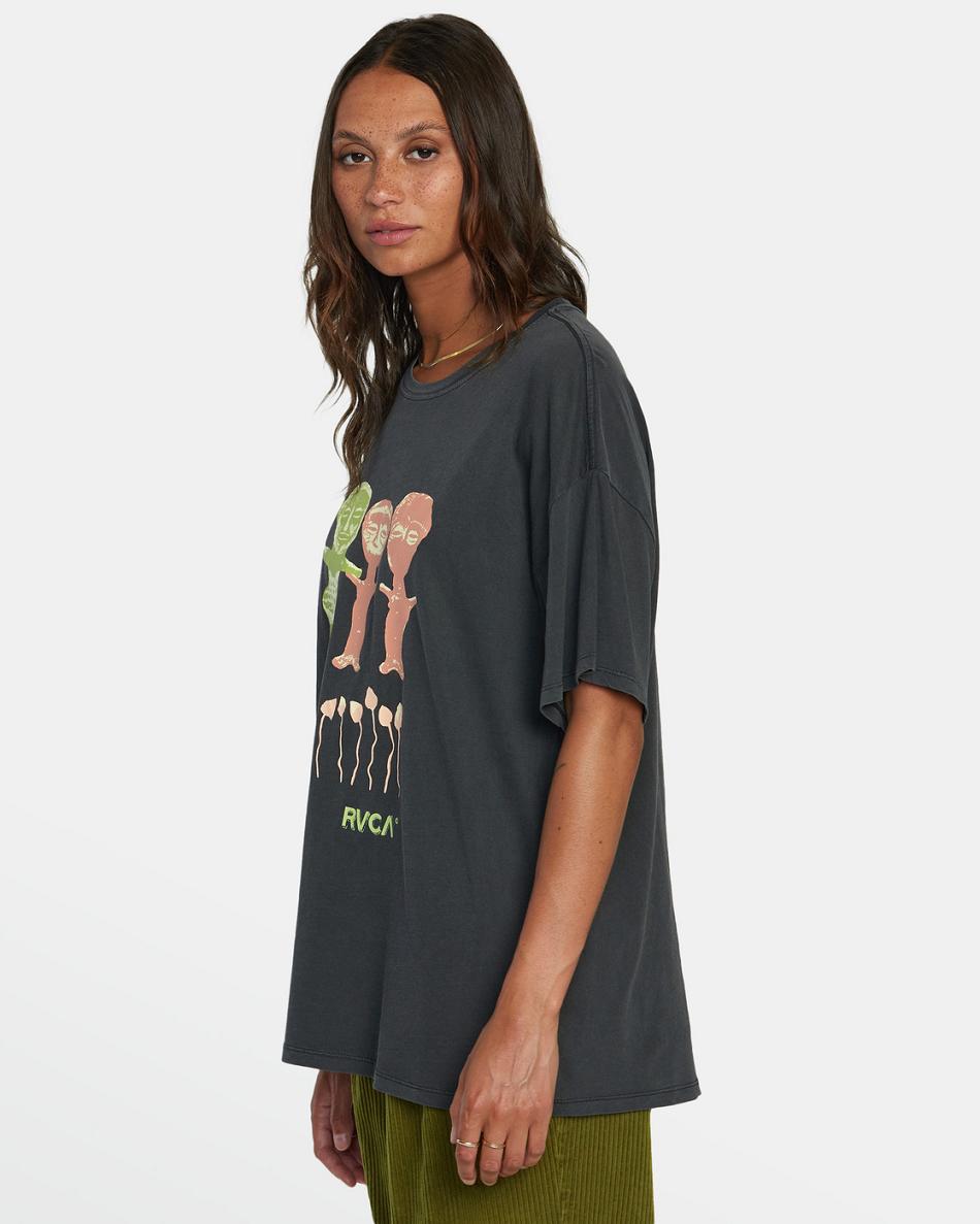 T shirts Rvca Artifacts Baggie Mujer Negras | ACODF86920