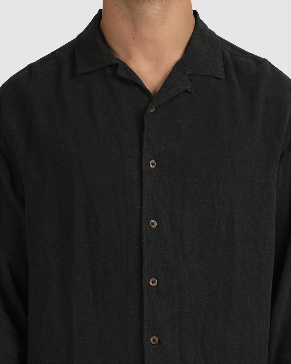 T shirts Rvca Beat Long Sleeve Button-Down Hombre Negras | COICD97960