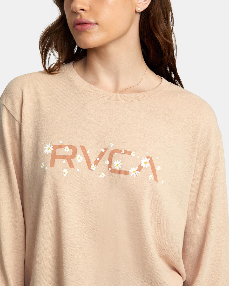 T shirts Rvca Big Daisy Long Sleeve Mujer Nude | COIIZ10349