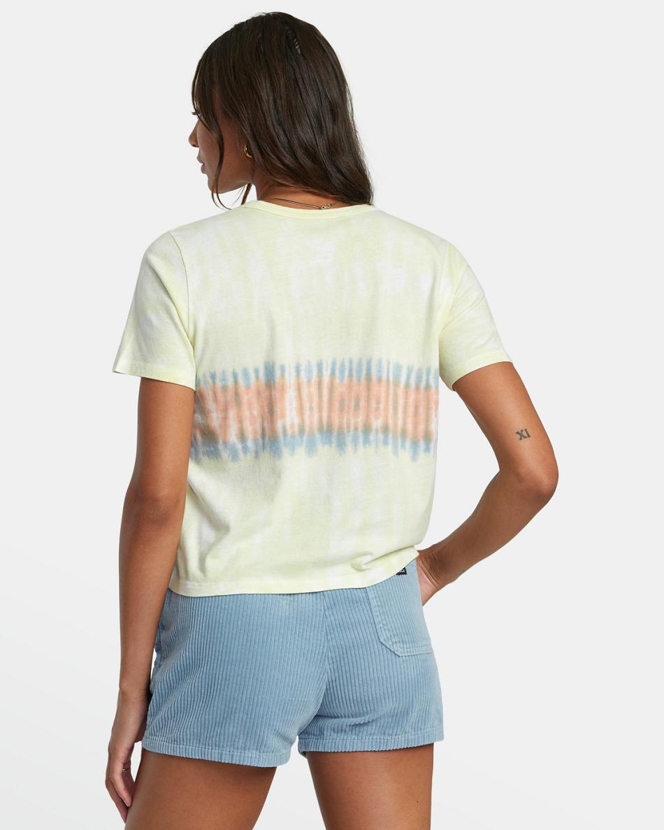 T shirts Rvca Big Tie Dye Stripe Mujer Limón | ECOHC29614