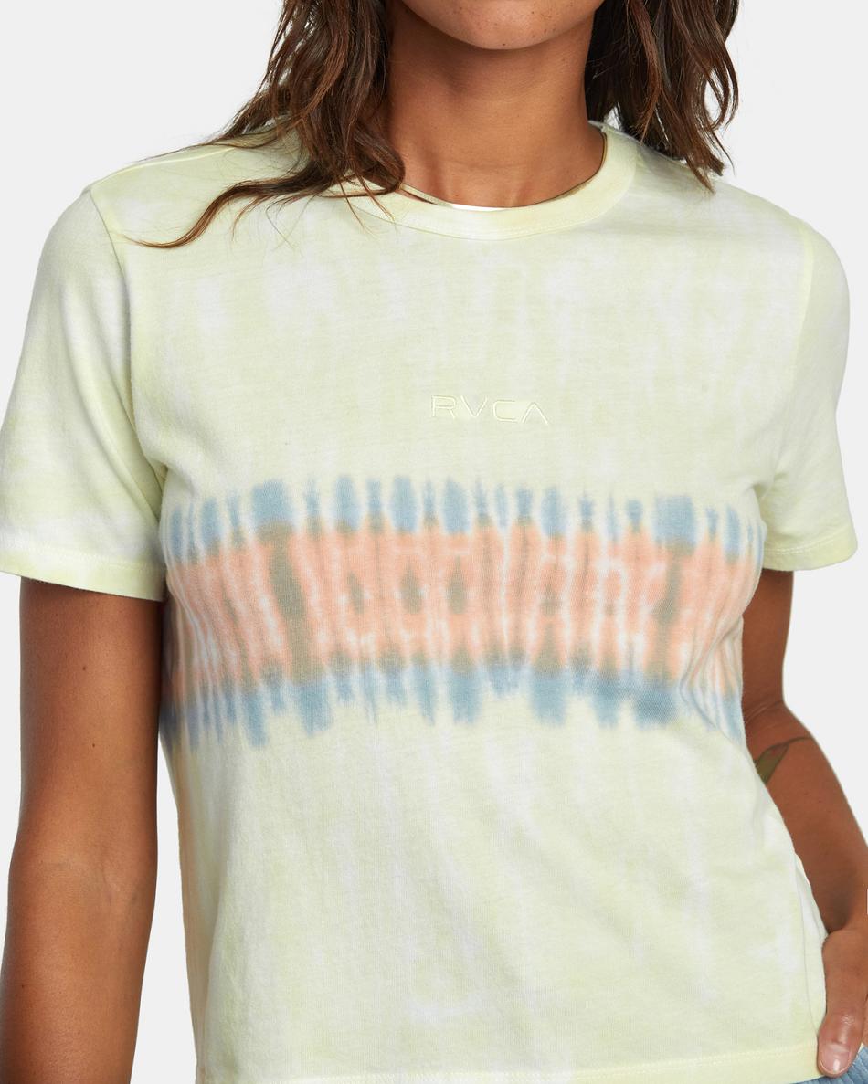 T shirts Rvca Big Tie Dye Stripe Mujer Limón | ECOHC29614