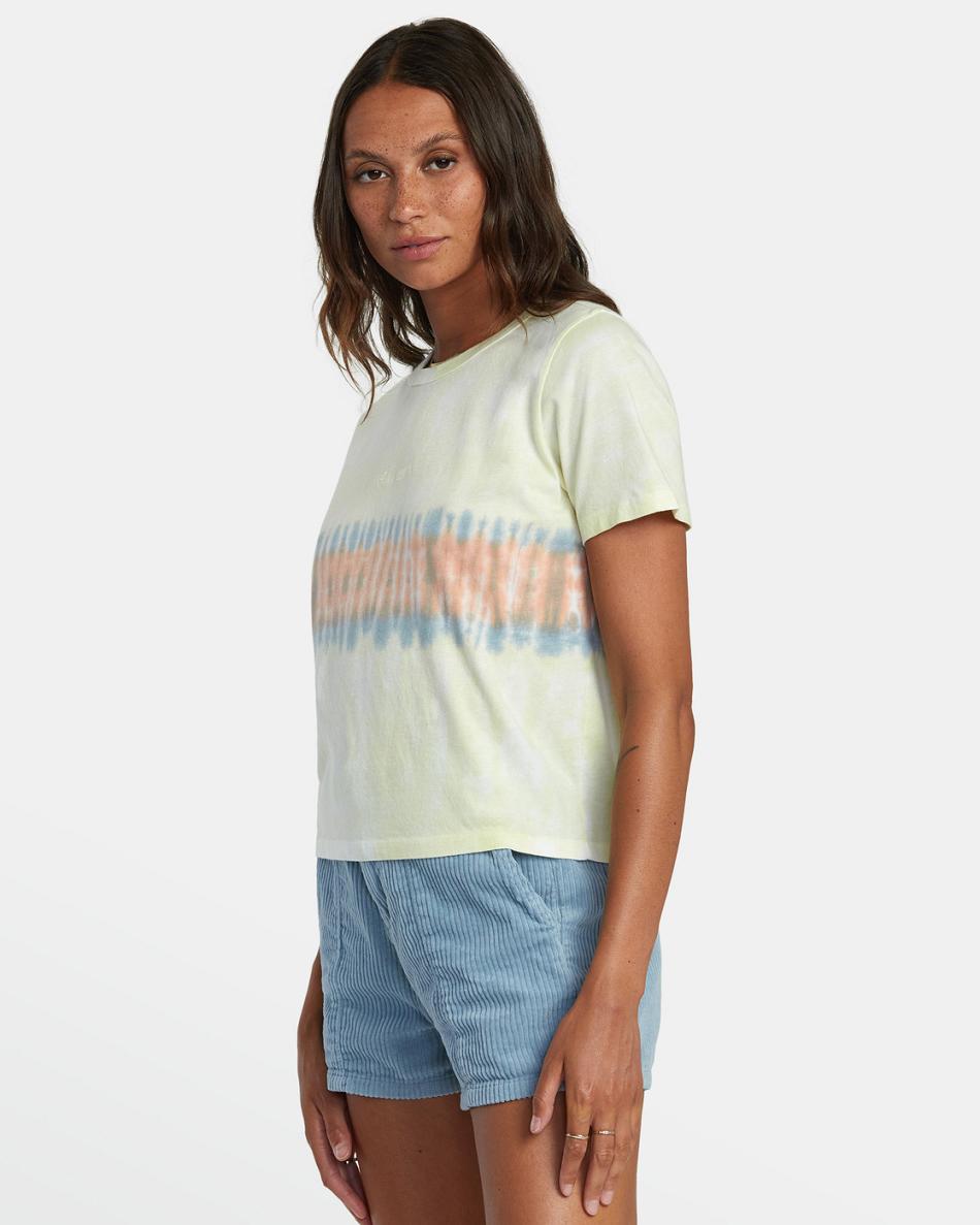 T shirts Rvca Big Tie Dye Stripe Mujer Limón | ECOHC29614