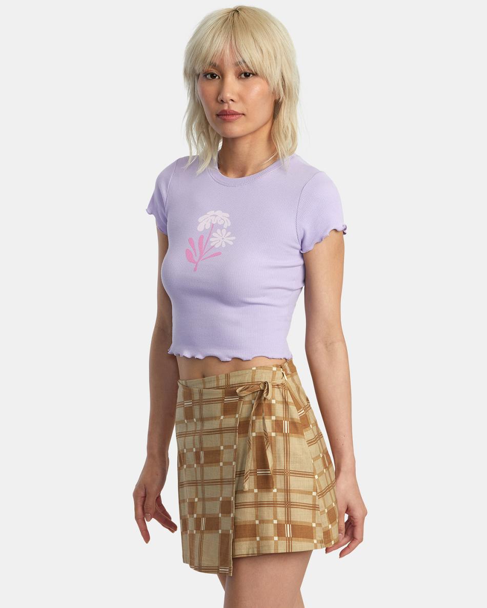 T shirts Rvca Bloomed Classmate Mujer Lavanda | PCOER28961