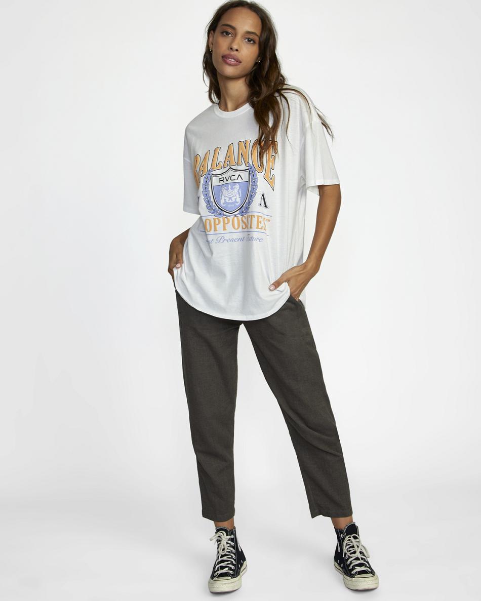 T shirts Rvca Cambridge Estampadas Mujer Blancas | QCOUV75208