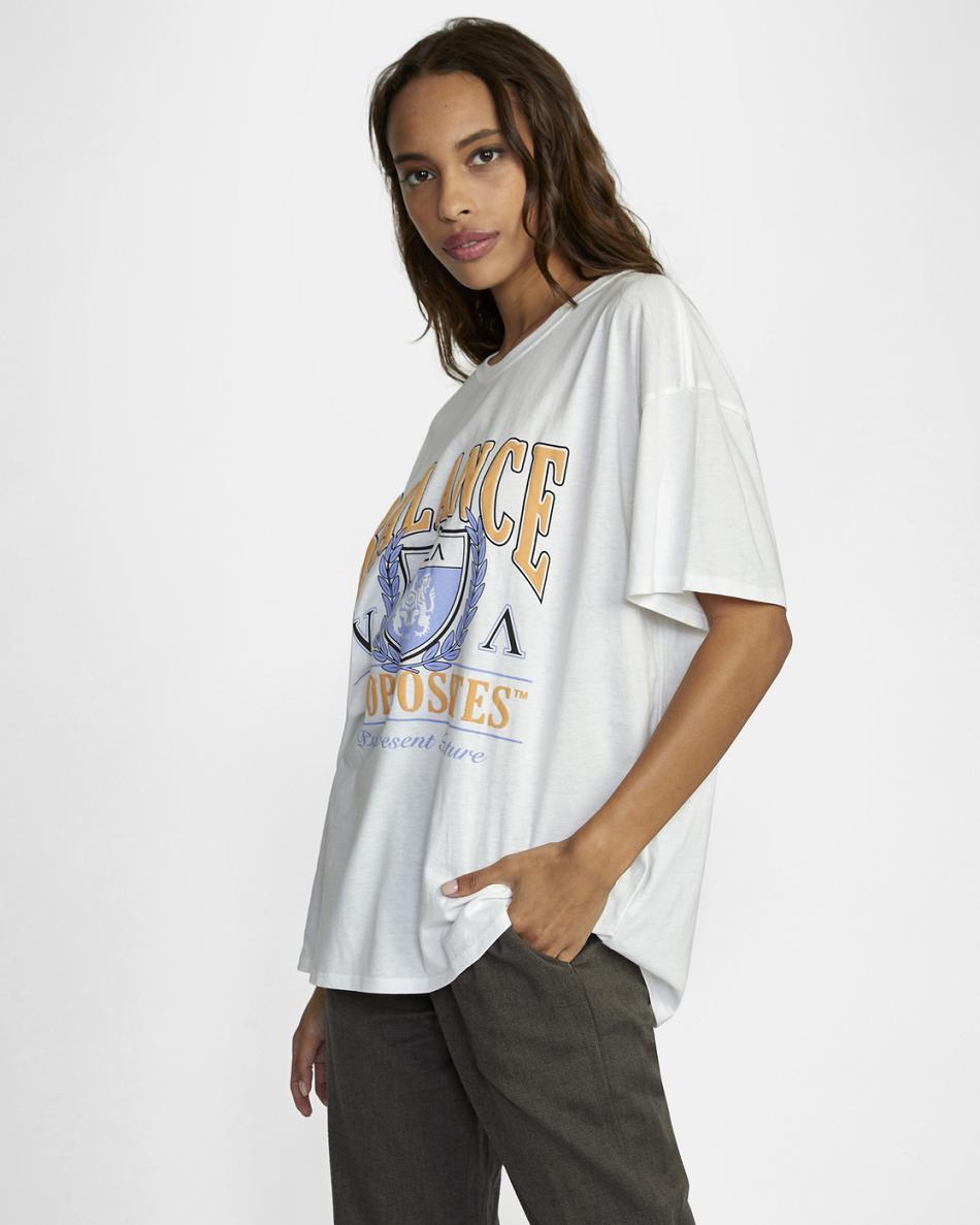 T shirts Rvca Cambridge Estampadas Mujer Blancas | QCOUV75208