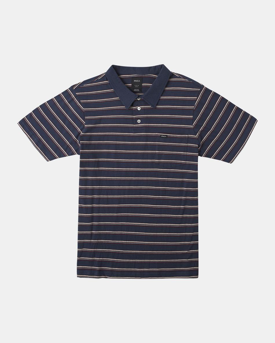 T shirts Rvca Cassady Stripe Polo Hombre Azules | DCOKV75455