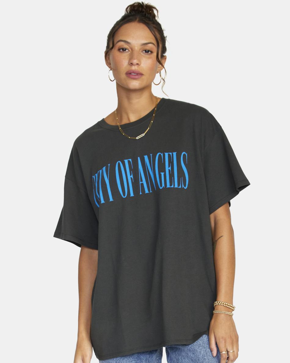 T shirts Rvca City Of Angels Estampadas Mujer Negras | COJKU16152