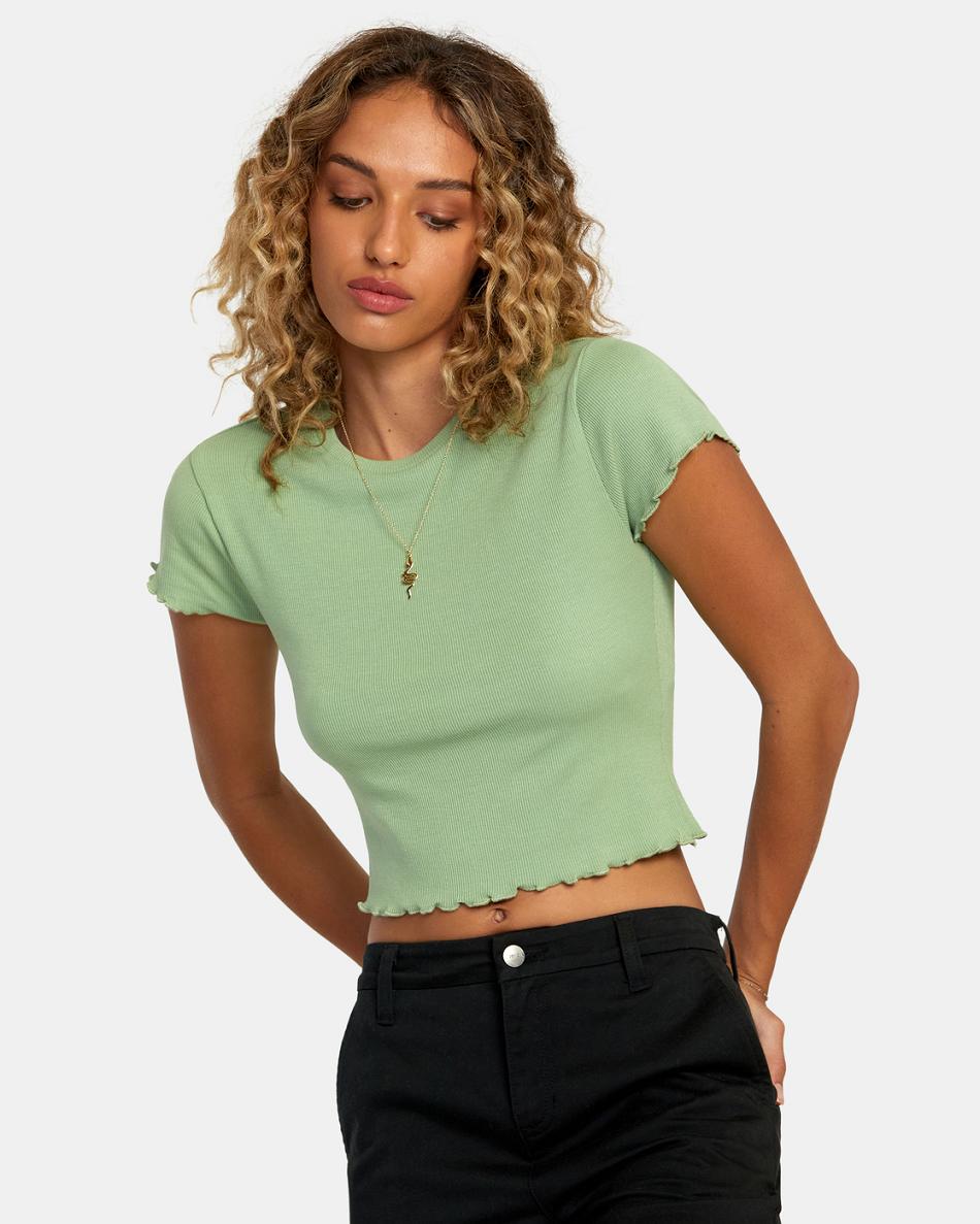 T shirts Rvca Classmate Crop Mujer Basil | PCOER99294