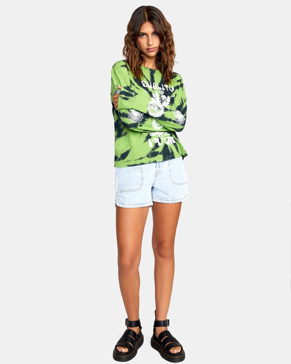 T shirts Rvca Duality Long Sleeve Mujer Multi | ZCOMJ50628