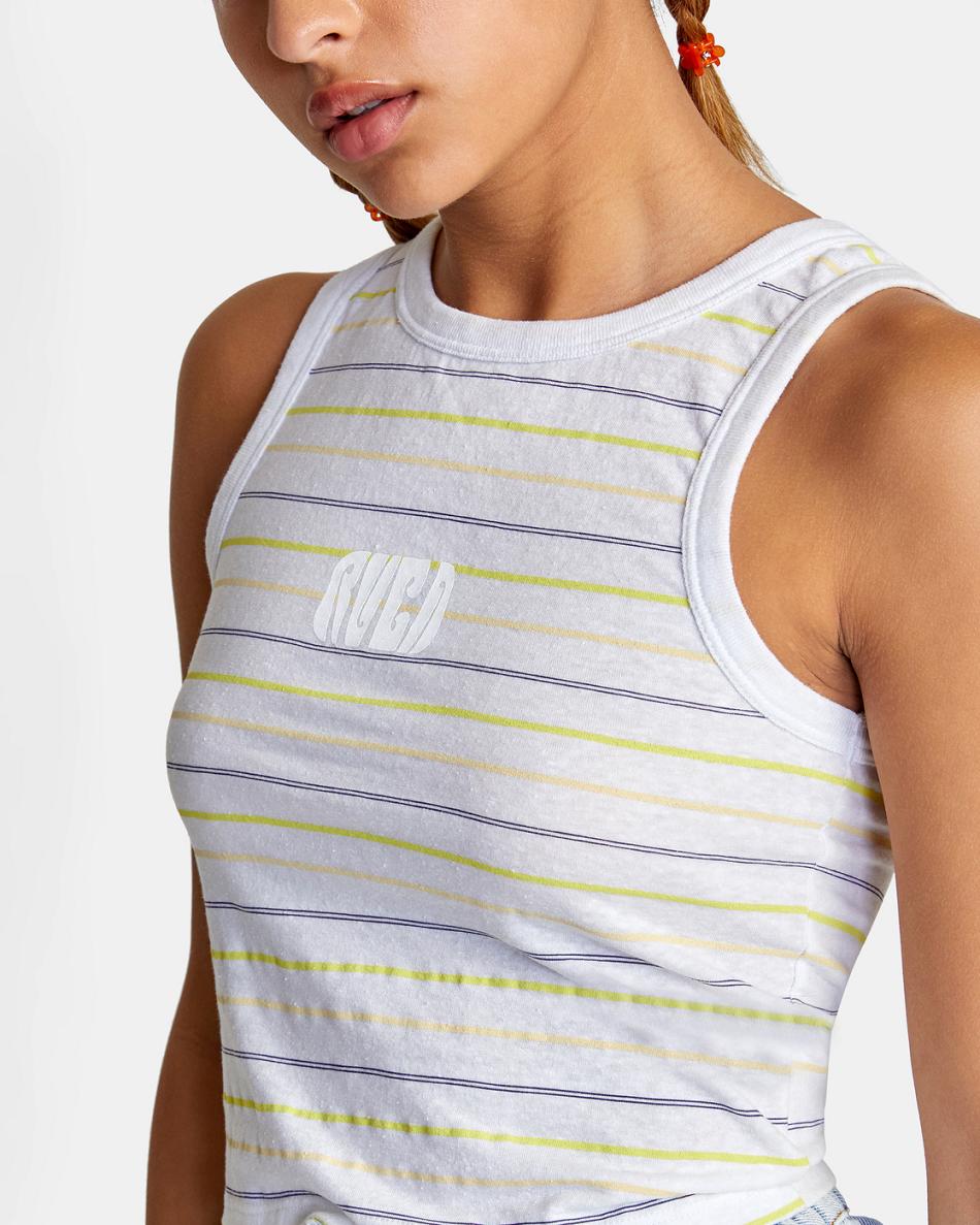 T shirts Rvca Easy Estampadas Tank Top Mujer Blancas | COEGJ52666