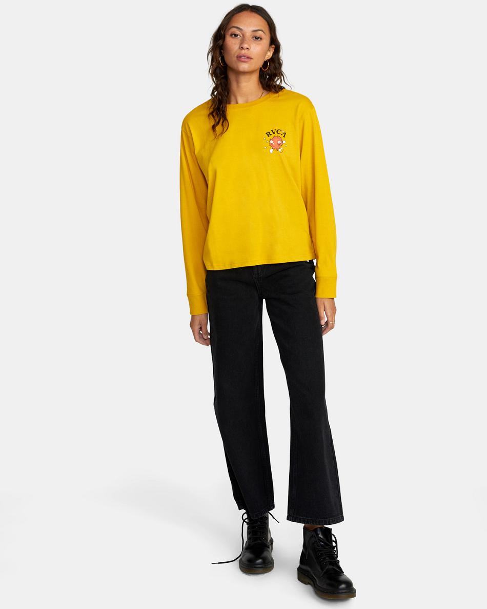 T shirts Rvca Fiery Long Sleeve Mujer Doradas | SCONY51031