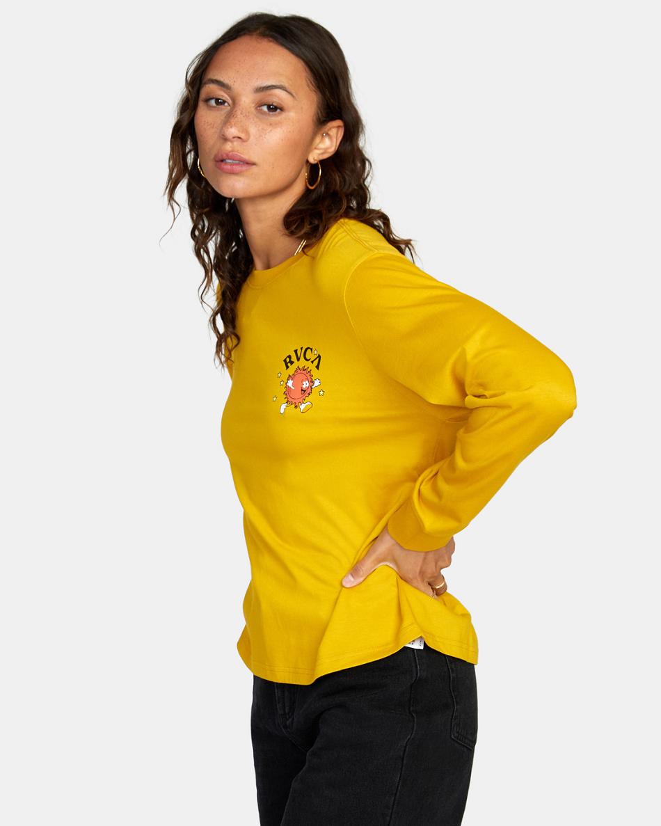 T shirts Rvca Fiery Long Sleeve Mujer Doradas | SCONY51031