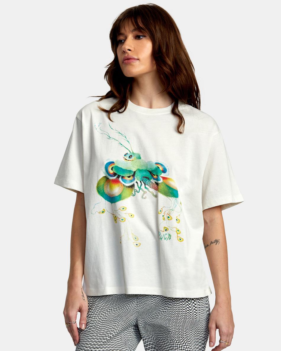 T shirts Rvca Fly Guy Anyday Mujer Blancas | UCOTG20270