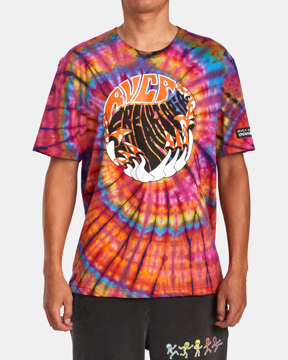 T shirts Rvca Freaktopia Mushroom Mujer Tie Dye | COQCS89114