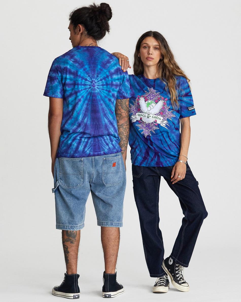 T shirts Rvca Freaktopia Peace On Earth Mujer Tie Dye | DCOVO86439