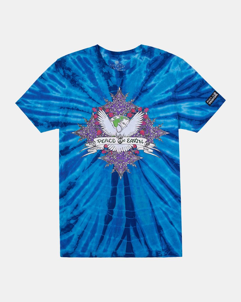 T shirts Rvca Freaktopia Peace On Earth Mujer Tie Dye | DCOVO86439