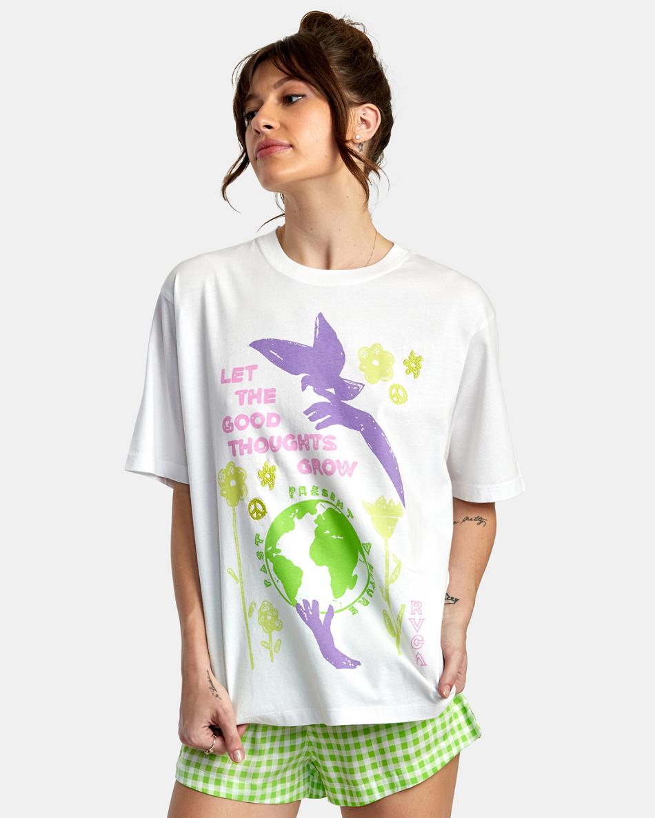 T shirts Rvca Good Grow Anyday Mujer Blancas | ACODF54859