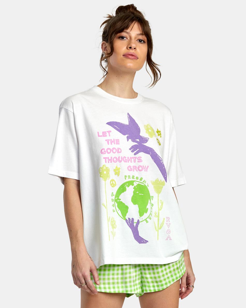 T shirts Rvca Good Grow Anyday Mujer Blancas | ACODF54859