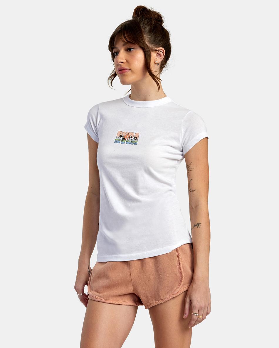 T shirts Rvca Gulf Coast Mujer Blancas | COXMI85689