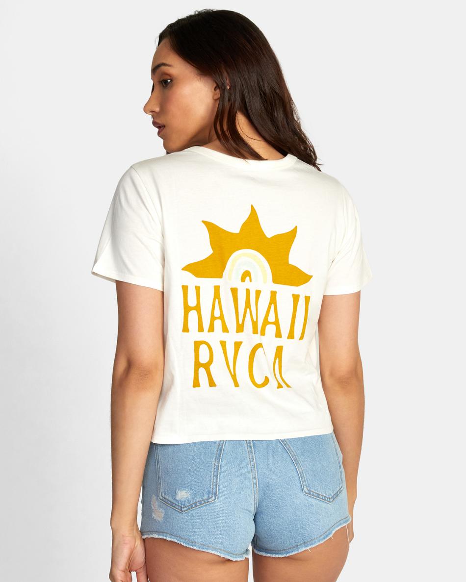 T shirts Rvca Hawaii Sunrise Boxy Mujer Blancas | LCOSX74604