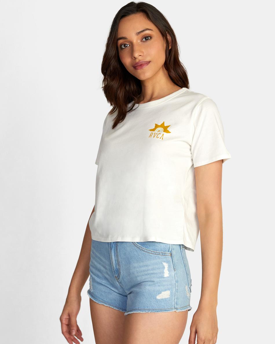 T shirts Rvca Hawaii Sunrise Boxy Mujer Blancas | LCOSX74604