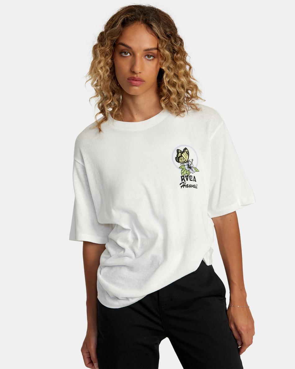 T shirts Rvca Hawaii Wish You Were Here Estampadas Mujer Blancas | XCOGW54041