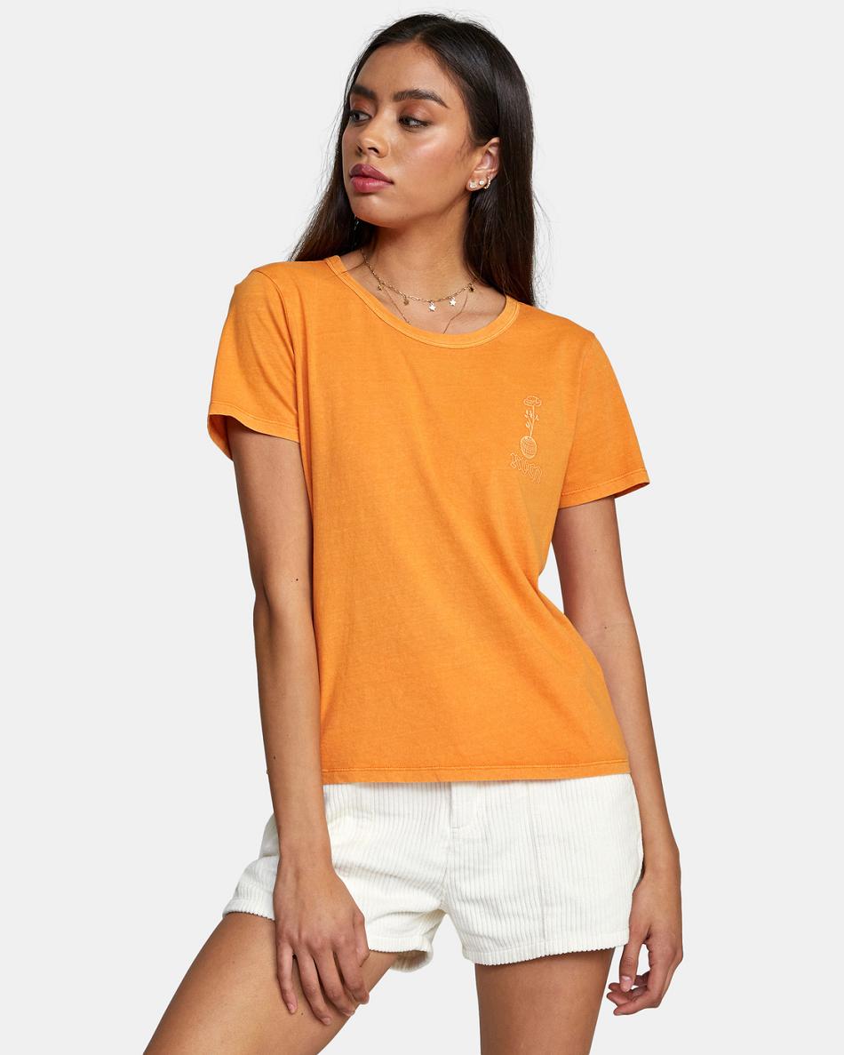 T shirts Rvca Here Now Slim Mujer Sunbeam | XCOBH33850