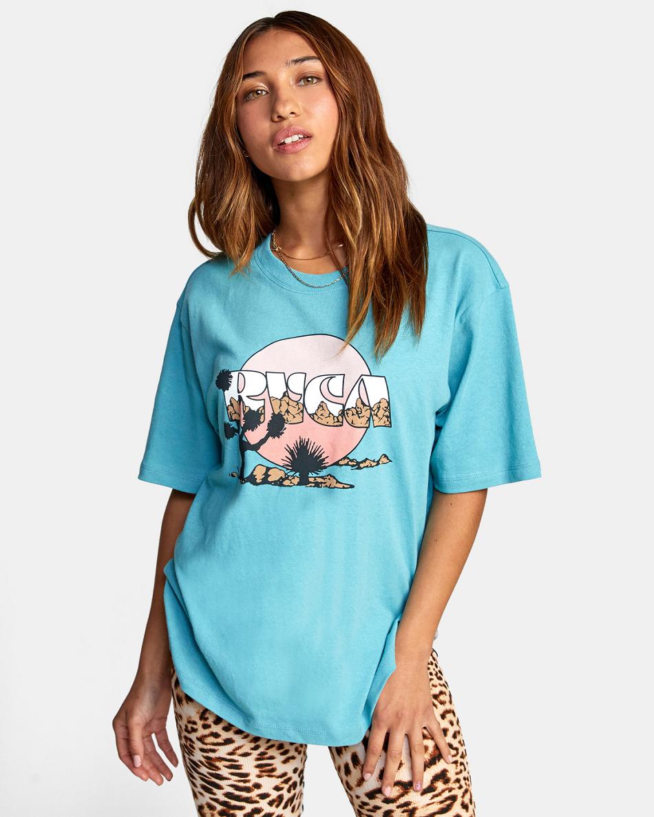 T shirts Rvca Jay Tree Oversized Mujer Azules | LCOSX44557