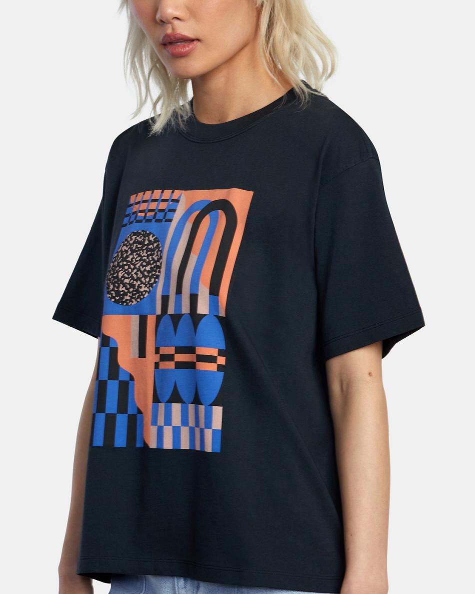 T shirts Rvca Jesse Brown Shapes Anyday Mujer Negras | ACOWC57055