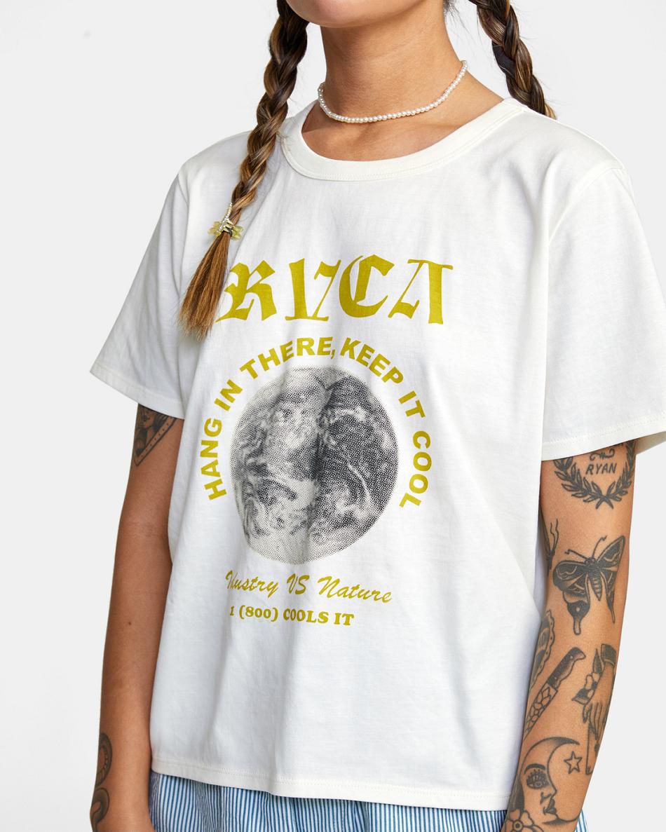 T shirts Rvca Keep It Cool Crop Mujer Blancas | CONZX14999