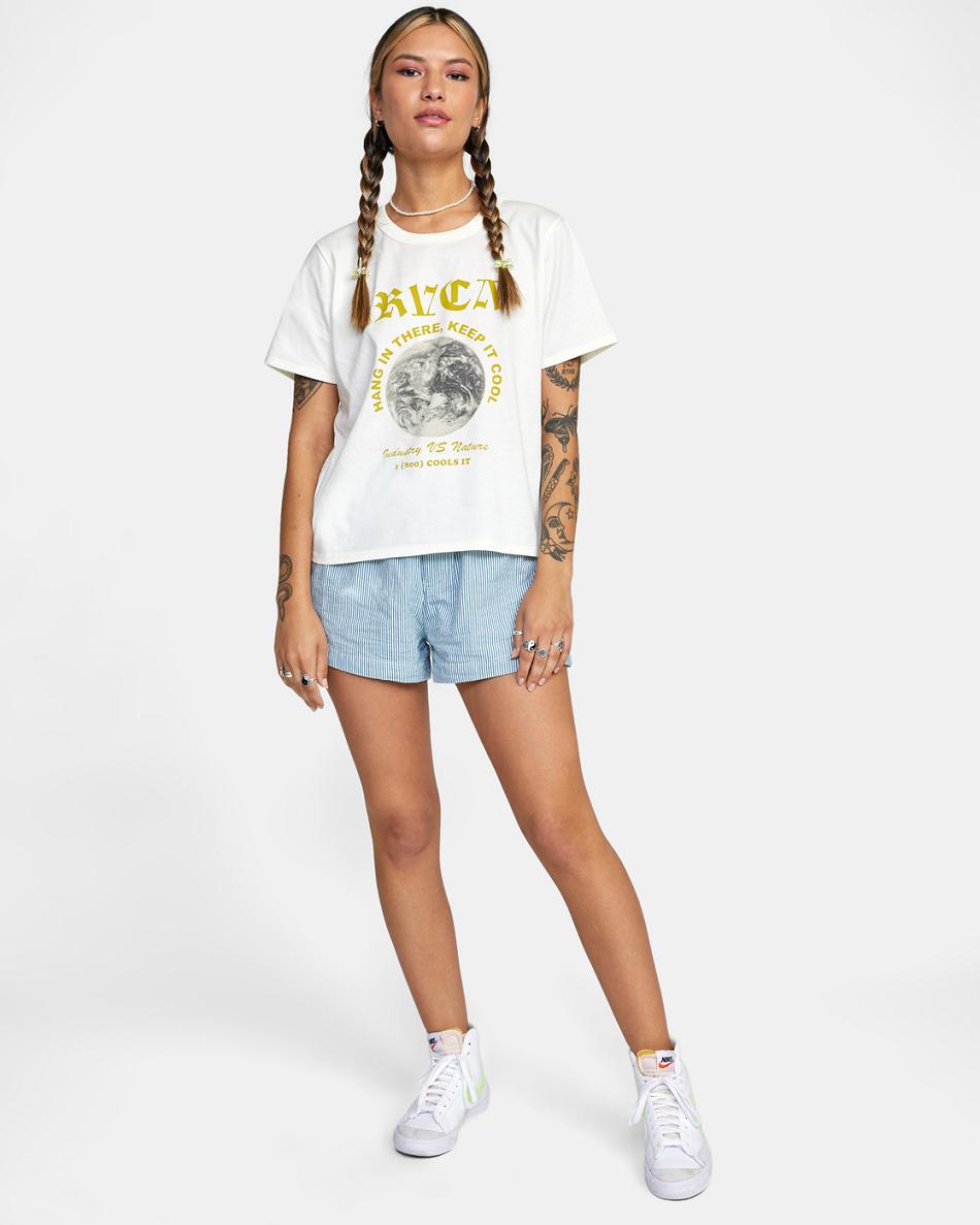 T shirts Rvca Keep It Cool Crop Mujer Blancas | CONZX14999