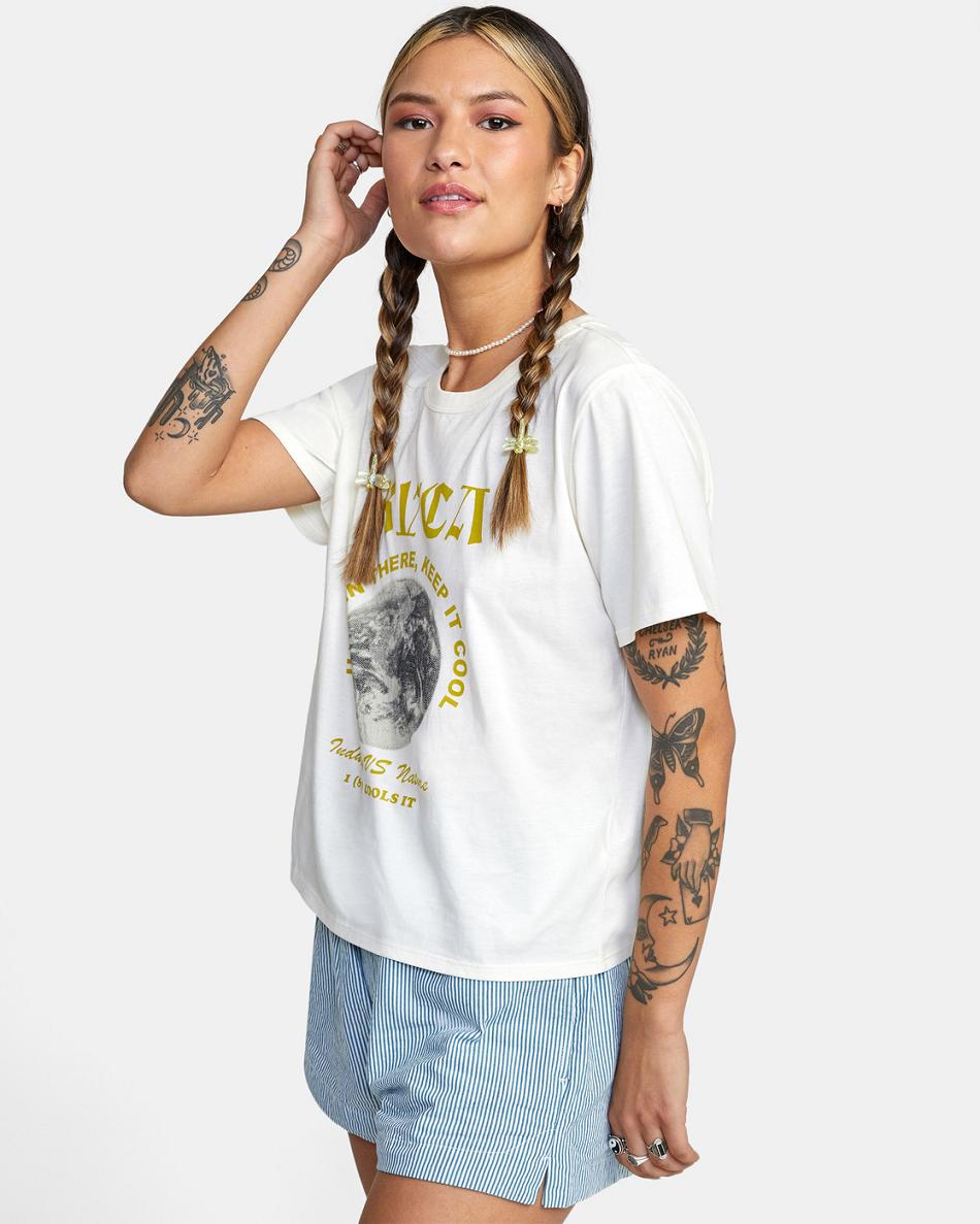 T shirts Rvca Keep It Cool Crop Mujer Blancas | CONZX14999