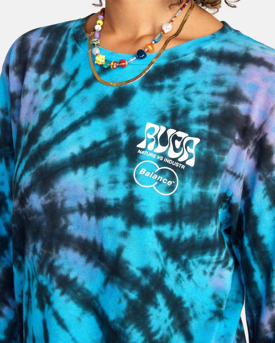 T shirts Rvca Local Biz Long Sleeve Tie-Dye Mujer Tie Dye | CODYB29063