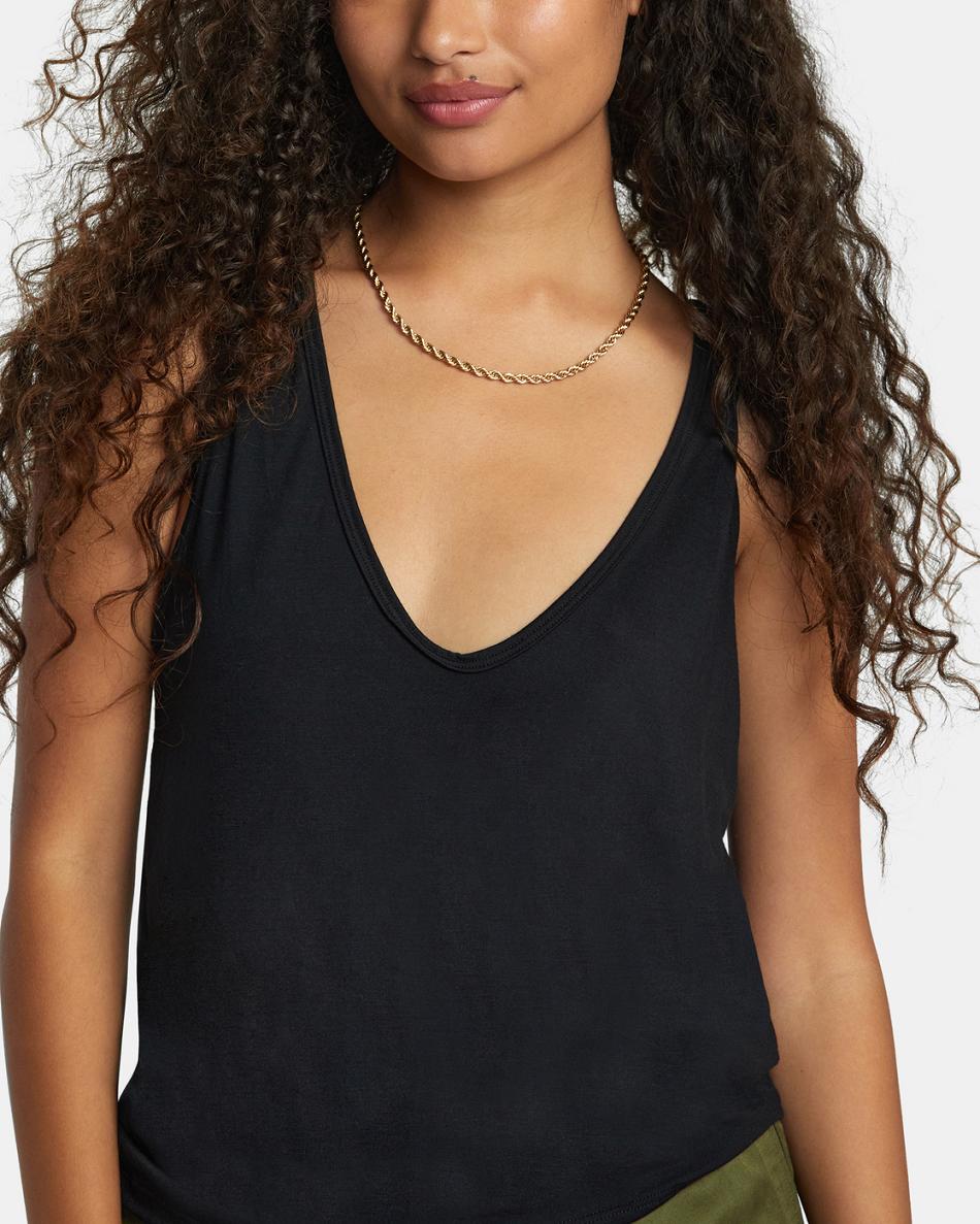 T shirts Rvca Minted Tank Top Mujer Negras | FCOUI35124