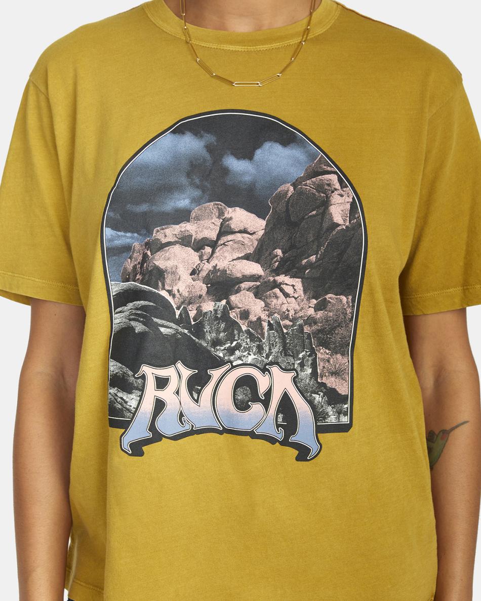 T shirts Rvca Moonscape Estampadas Mujer Bronze | ECOHC29861