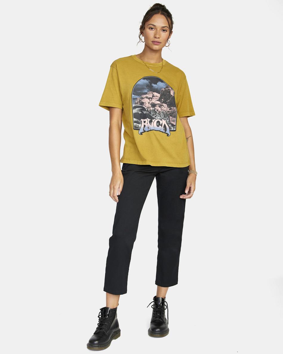 T shirts Rvca Moonscape Estampadas Mujer Bronze | ECOHC29861