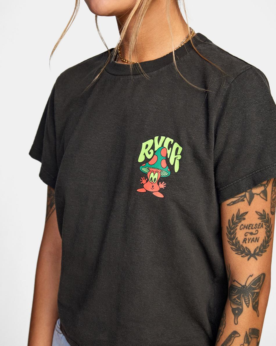 T shirts Rvca Mushtoo Slim Fit Mujer Negras | COZDE93409