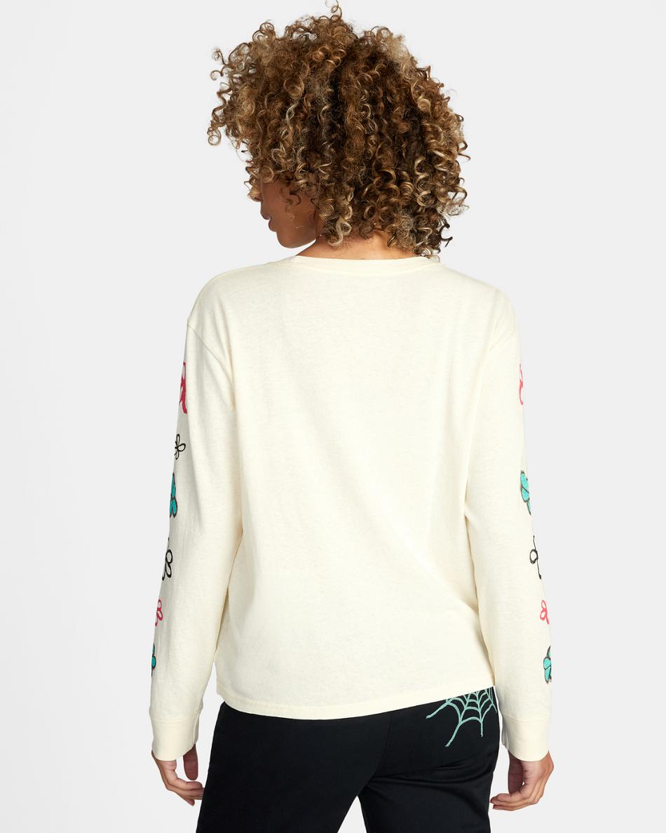 T shirts Rvca Oblow Patch Long Sleeve Mujer Afterglow | COJBT45281