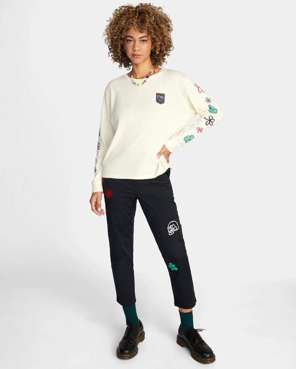 T shirts Rvca Oblow Patch Long Sleeve Mujer Afterglow | COJBT45281