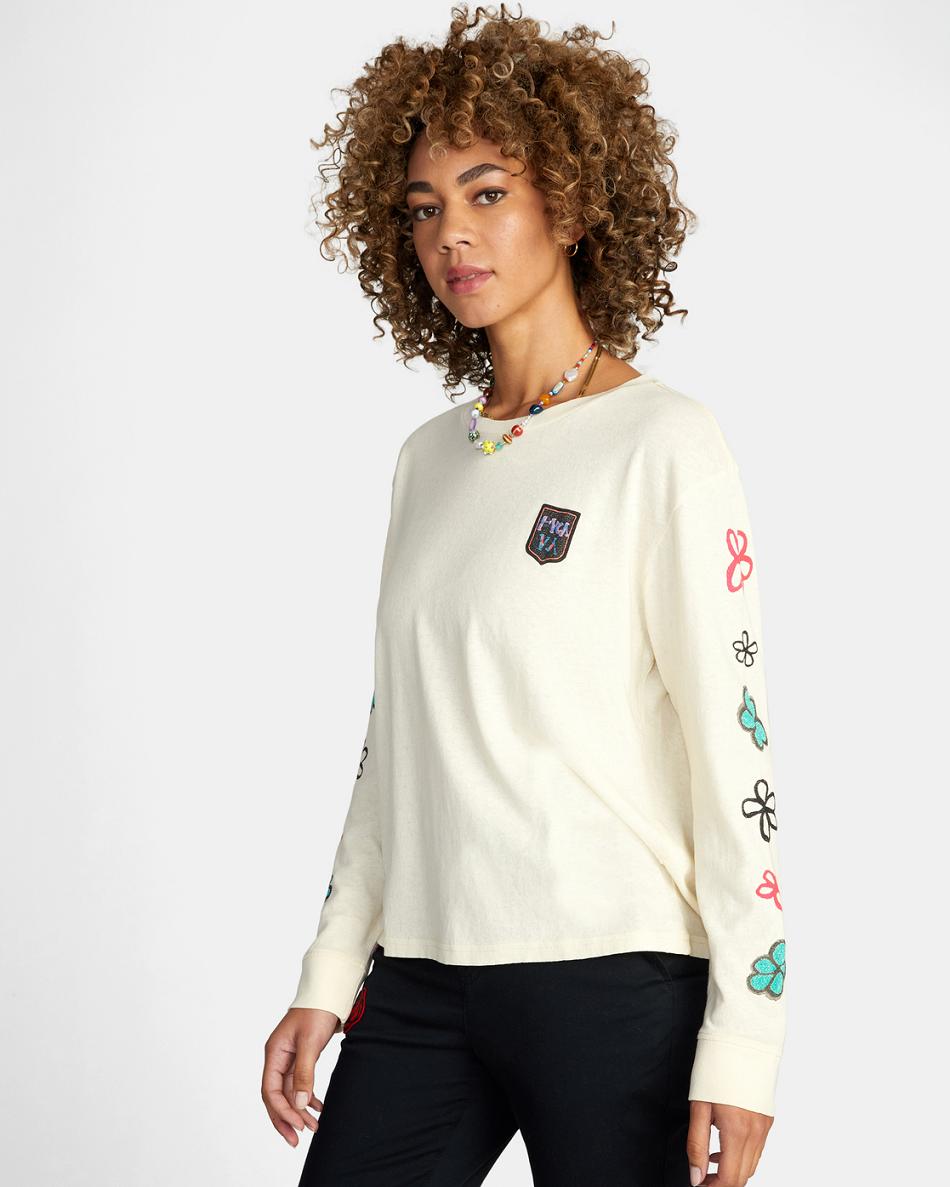 T shirts Rvca Oblow Patch Long Sleeve Mujer Afterglow | COJBT45281